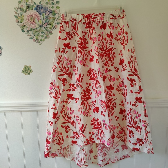 Banana Republic Dresses & Skirts - Banana Republic Linen Skirt Floral Pull On Elastic Waistband International Boho